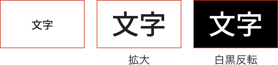 文字の拡大・色反転の例（画像）